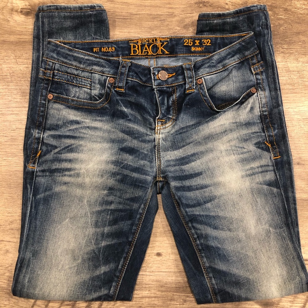 Buckle Black ankle skinny jeans